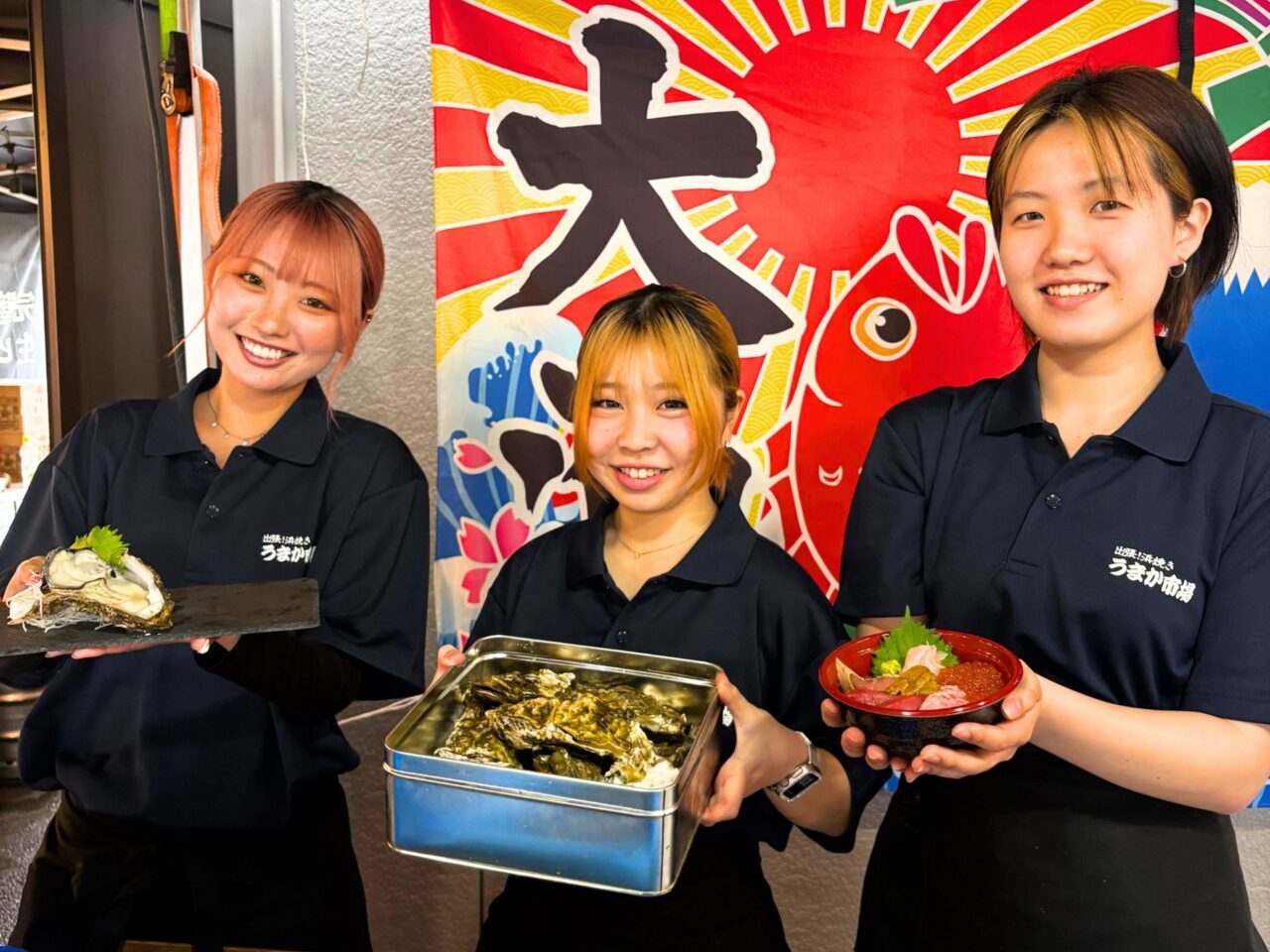 出張！浜焼きうまか市場のスタッフさんたち