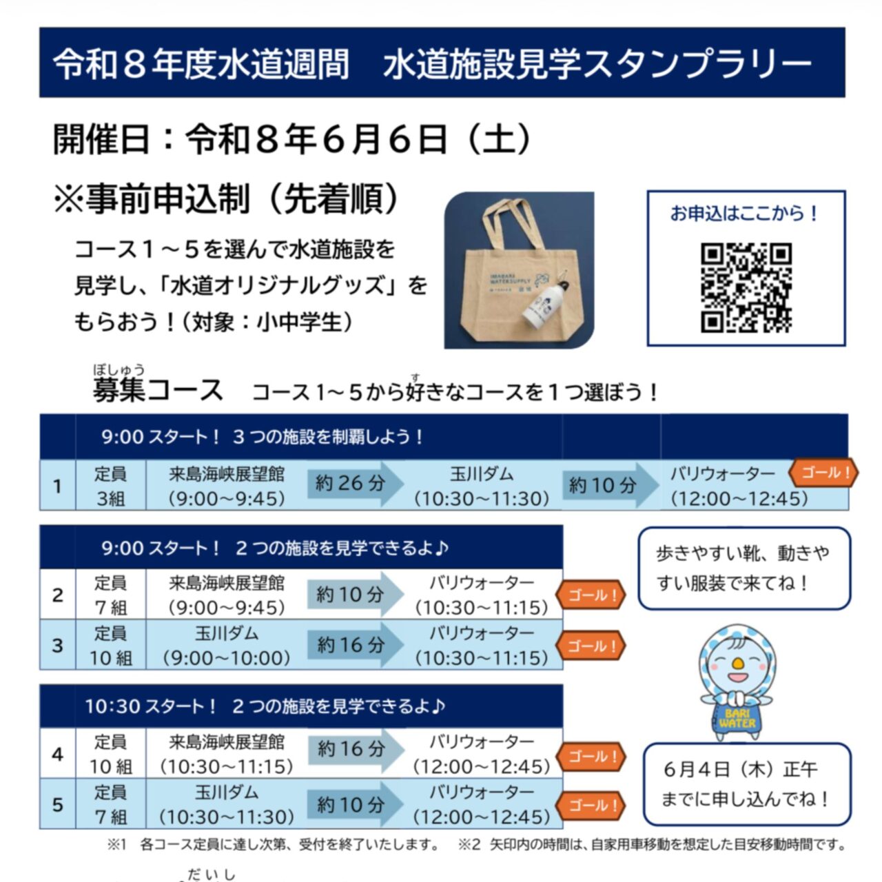水道施設見学スタンプラリーのコース